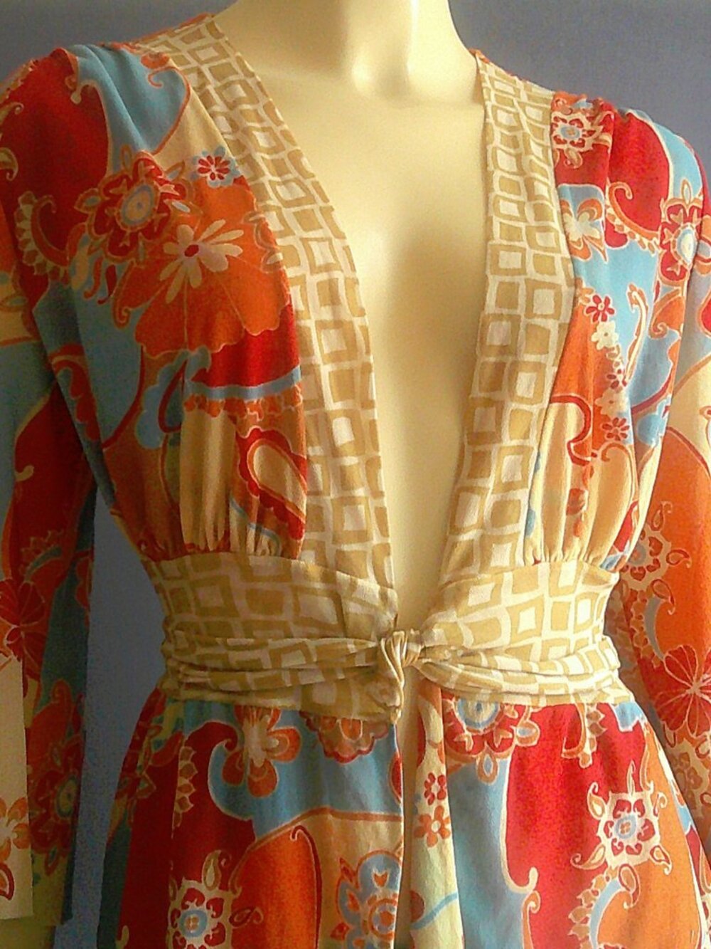 Sweet Pea Floral Mesh Stretch Kimono Vintage Top XL Runs Small - Picture 3 of 10